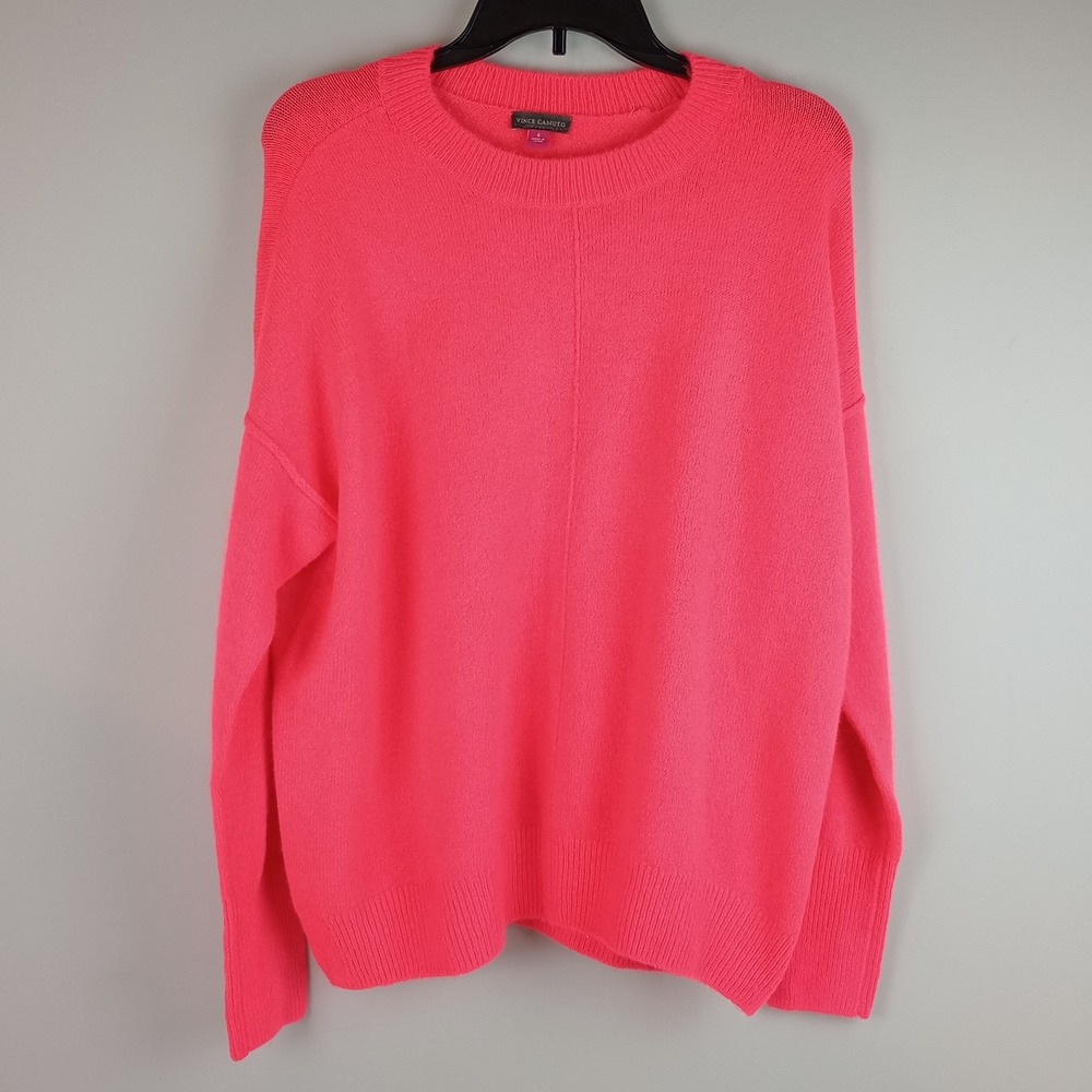 Vince Camuto Women S Pink Crewneck Long Sleeve Knit Casual Soft Pullover Sweater